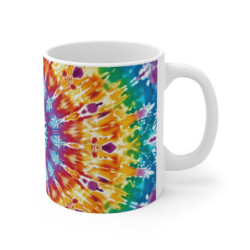 Tasse Tie-Dye Mandala  Mug Céramique 325ml Design Psychédélique Coloré Hippie, Bohème, Rainbow Vibes