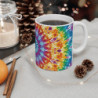 Tasse Tie-Dye Mandala  Mug Céramique 325ml Design Psychédélique Coloré Hippie, Bohème, Rainbow Vibes
