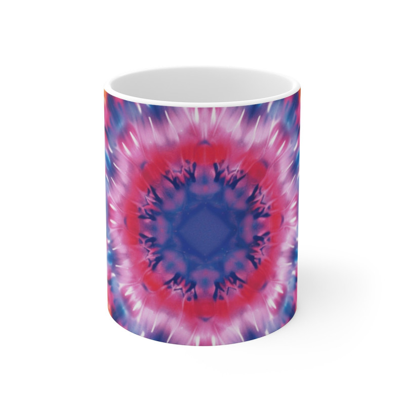 Tasse Tie-Dye Spirale  Mug Céramique 325ml Design Psychédélique Arc-en-Ciel  Mandala Hippie & Festival Coloré