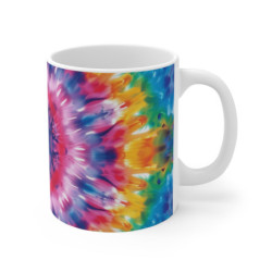Tasse Tie-Dye Spirale  Mug Céramique 325ml Design Psychédélique Arc-en-Ciel  Mandala Hippie & Festival Coloré