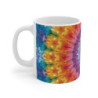 Tasse Mandala Tie-Dye  Mug Céramique 325ml Design Énergétique Psychédélique Arc-en-Ciel, Chakra, Hippie & Méditation