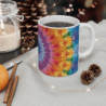 Tasse Mandala Tie-Dye  Mug Céramique 325ml Design Énergétique Psychédélique Arc-en-Ciel, Chakra, Hippie & Méditation