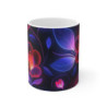 Tasse Fleur Néon Brillante Mug Céramique 325ml  Design Floral Électrique, Fleurs Futuristes Cadeau Élégant & Moderne