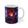 Tasse Fleur Néon Brillante Mug Céramique 325ml  Design Floral Électrique, Fleurs Futuristes Cadeau Élégant & Moderne