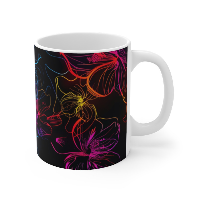 Tasse Fleur Néon Colorée  Design Floral Moderne et Lumineux Cadeau Femme Chic et Tendance