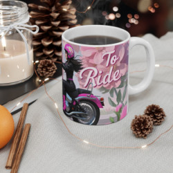 Tasse Motarde Rose « Love to Ride » – Mug Moto Féminin avec Fleurs – Cadeau Biker Girl