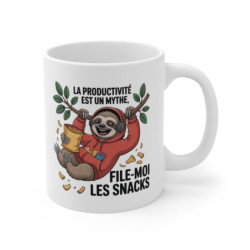 Mug Drôle Paresseux  La productivité est un mythe, file-moi les snacks  Cadeau Humour Fainéant, Fan de Grignotage