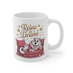 Mug Tasse Chat Drôle Reine du Drame Humour Félin, Cadeau Femme, Chatte Diva, Glitter Gold