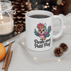 Mug Tasse Oiseau Mignon Parle-moi Petit Piaf Idée Cadeau Doux et Original, Style Kawaii