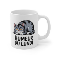 Mug Tasse Chat Humeur du Lundi  Humour Fatigué pour Fan de Chats  Cadeau Début de Semaine Drôle & Mignon