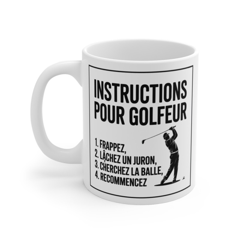 Mug Humour Golf  Instructions pour Golfeur Drôle Idée Cadeau Joueur de Golf Tasse Sport & Détente