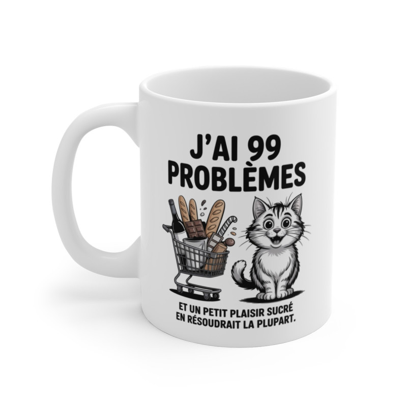 Mug Chat 99 Problèmes Tasse Humoristique Gourmande  Cadeau Chat & Chocolat pour les Accros au Sucré