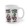 Mug Avant Café Après Caféine  Humour Matin & Caféine  Tasse Canard Rigolote pour Fan de Café