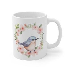 Mug Oiseau Aquarelle  Tasse Fleurie Style Pastel et Poétique Cadeau Nature Romantique & Printanier