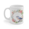 Mug Oiseau Aquarelle Fleurie Tasse Nature Poétique avec Fleurs Roses Cadeau Charmant pour Femme Amatrice de Douceur