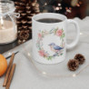 Mug Oiseau Aquarelle Fleurie Tasse Nature Poétique avec Fleurs Roses Cadeau Charmant pour Femme Amatrice de Douceur