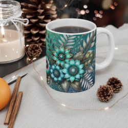 Mug Colibri Tropical Tasse Colorée avec Oiseau Arc-en-Ciel & Fleurs Bleues  Cadeau Nature & Exotisme Chic