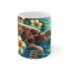 Mug Tortue de Mer Exotique  Tasse Plage Tropicale avec Fleurs Hawaïennes Cadeau Nature Océan & Relaxation