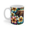 Mug Tortue de Mer Exotique  Tasse Plage Tropicale avec Fleurs Hawaïennes Cadeau Nature Océan & Relaxation