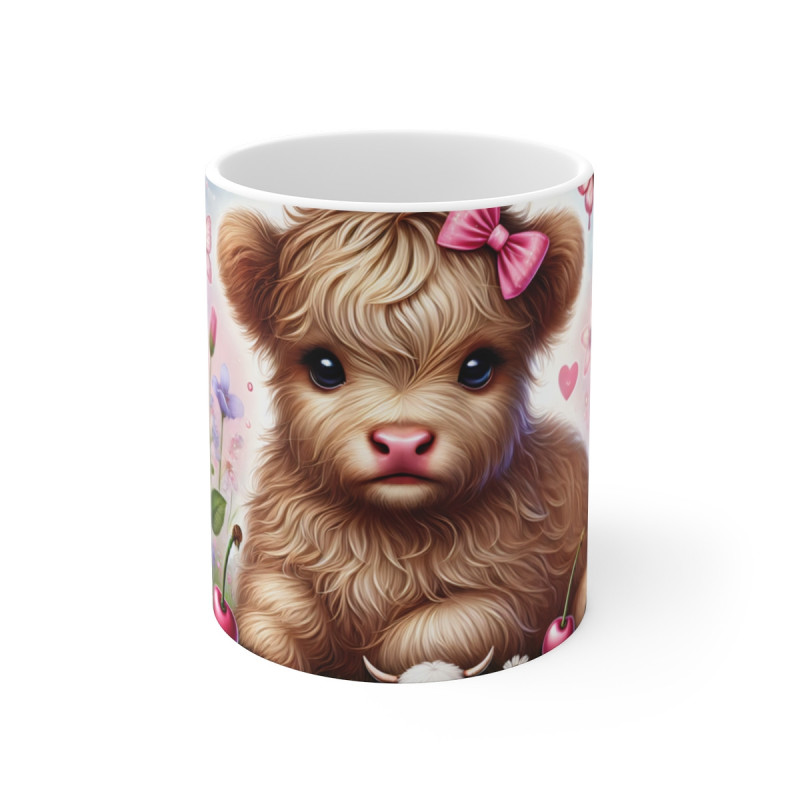 Mug Vachette Mignonne dans un Champ Fleuri  Tasse Adorable avec Veau Cadeau Champêtre pour Amoureux des Animaux