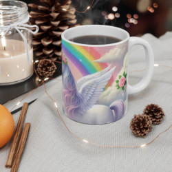 Mug Licorne Féérique avec Ailes & Arc-en-Ciel  Tasse Magique Pastel pour Enfants ou Rêveurs Cadeau Fantaisie Licorne