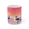 Mug Flamants Roses Tropical Sunset  Illustration Rétro Bord de Mer  Tasse Vacances, Été & Palmiers Idée Cadeau Colorée