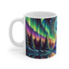 Mug Loup Hurlant Aurores Boréales Illustration Spirituelle Forêt & Lune Pleine  Coloré Cadeau Nature & Loup