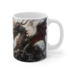 Mug Dragons Guerriers  Affrontement Fantastique Épique Cadeau Geek Médiéval  Illustration Fantasy Créature Mythique
