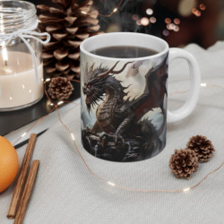 Mug Dragons Guerriers  Affrontement Fantastique Épique Cadeau Geek Médiéval  Illustration Fantasy Créature Mythique