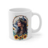 Mug Femme Loup Spirituelle Design Bohème avec Attrape-Rêves, Fleurs et Bijoux Tasse Mystique Tribal Chic Cadeau