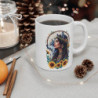 Mug Femme Loup Spirituelle Design Bohème avec Attrape-Rêves, Fleurs et Bijoux Tasse Mystique Tribal Chic Cadeau