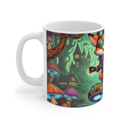 Mug Renard Steampunk Fantastique Tasse Rigolote Univers Magique Hoverboard, Forêt Enchantée & Champignons