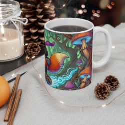Mug Renard Steampunk Fantastique Tasse Rigolote Univers Magique Hoverboard, Forêt Enchantée & Champignons