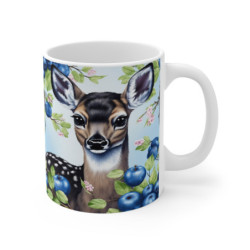 Mug Faon Forêt Enchantée Tasse Cerf Bébé Mignon & Baies Bleues Cadeau Nature, Animalier, Fantaisie Douce & Illustration Poétique
