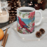 Mug Perroquet Tropical  Deux Oiseaux Exotiques sur Plage Fleurie  Illustration Colorée Bord de Mer, Cadeau Été, Déco Jungle