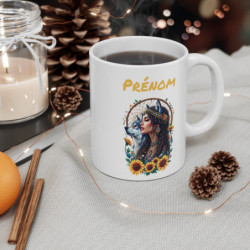 Mug Femme Louve Personnalisable avec Prénom  Tasse Bohème Loup et Attrape-Rêves  Cadeau Spirituel & Nature