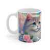 Mug Chat Arc-en-Ciel Féérique  Tasse Fantaisie avec Ciel de Rêve & Fleurs Roses Cadeau Mignon et Poétique pour Femme