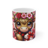 Mug Vache Saint-Valentin Cadeau Amour Mignon avec Fleurs, Cœur et Chocolats Idée Cadeau Femme ou Couple
