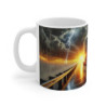 Mug Camion Poids Lourd Noir  Scène d’Orage Épique sur la Route  Cadeau Routier Passionné de Camions & Mécanique