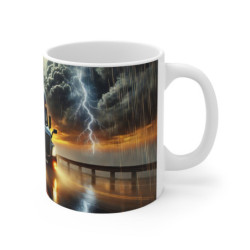 Mug Camion Poids Lourd Noir  Scène d’Orage Épique sur la Route  Cadeau Routier Passionné de Camions & Mécanique