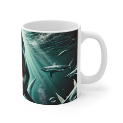 Mug Requin Féroce  Grand Requin Blanc Gueule Ouverte Cadeau Original Océan Fan de Requins & Sensations Fortes