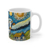 Mug Vache Artistique  Paysage Nuit Étoilée Style Van Gogh Cadeau Humour Champêtre et Art Classique Revisité
