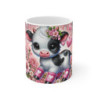Mug Vache Trop Mignonne  Fleurs Roses, Papillons et Paillettes Cadeau Doux et Girly pour Amoureux des Animaux