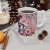 Mug Vache Trop Mignonne  Fleurs Roses, Papillons et Paillettes Cadeau Doux et Girly pour Amoureux des Animaux