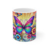 Mug Papillon Multicolore avec Fleurs Arc-en-Ciel Illustration Fantastique et Brillante Cadeau  pour Fan de Papillons