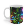 Mug Champignons Lumineux Forêt Magique Art Fantastique Fluorescent, Scène Enchantée Colorée Cadeau Nature