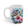 Mug Dauphins & Fleurs Tropicales  Art Océanique avec Hibiscus Colorés Cadeau Nature, Été, Bord de Mer