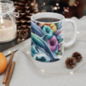 Mug Dauphins & Fleurs Tropicales  Art Océanique avec Hibiscus Colorés Cadeau Nature, Été, Bord de Mer