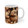 Mug Lapins Gravés Bois Illustration Rustique de Petits Lapins Sculptés Art Nature Douce, Forêt, Animaux