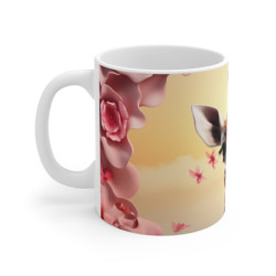 Mug Girafe Fleurie llustration Poétique avec Fleurs Roses et Oiseaux Animal Mignon, Cadeau Féminin Tendre